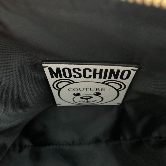 Moschino Bags Moschino Leather Trimmed Bear Print Satin Twill Shoulder Bag Made In Italy